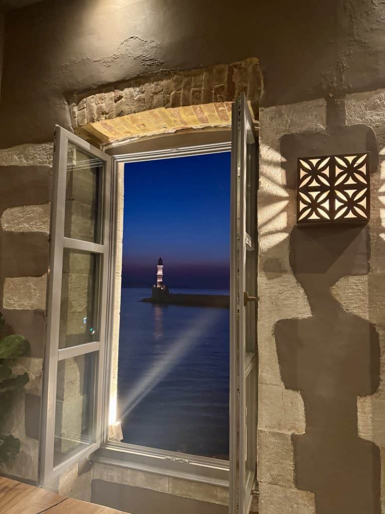 Chania best restaurants - Pallas lighthouse view