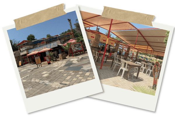 Food at Limnoupolis on a polaroid background