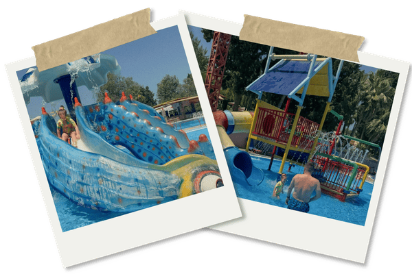 Kids play area at Limnoupolis on a polaroid background