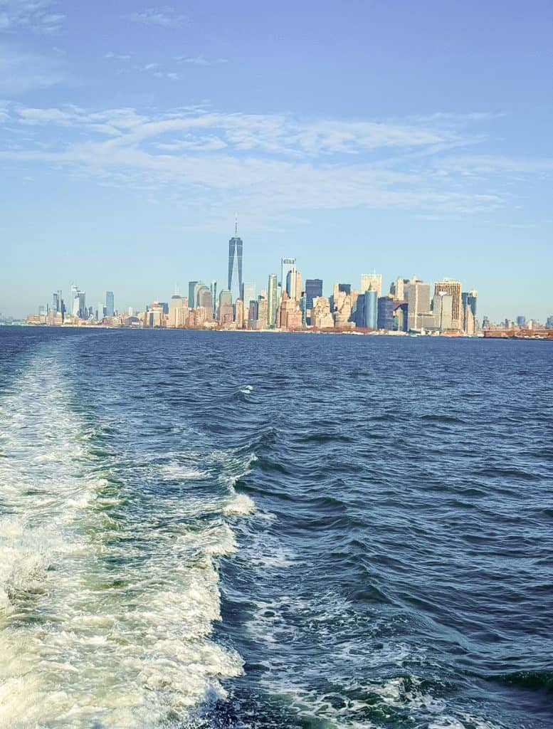 Boat with view of Lower Manhattan