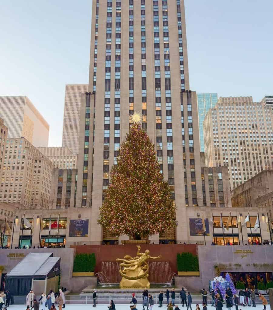 Rockefeller tree with ice rink New York