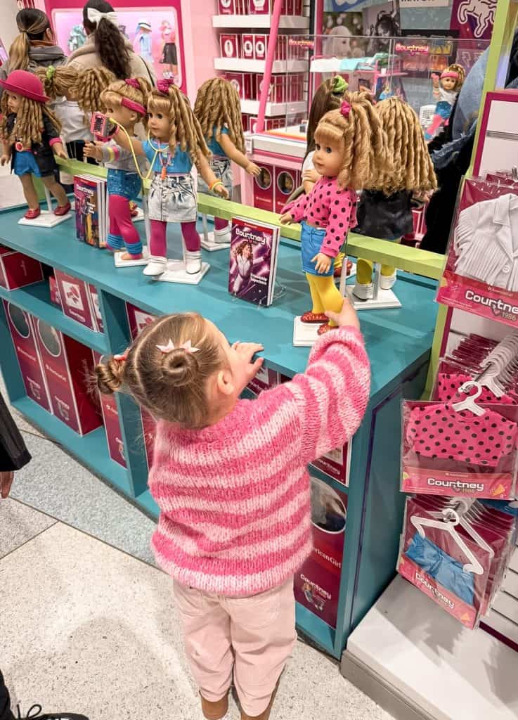 Selecting dolls at American Girls Place New York