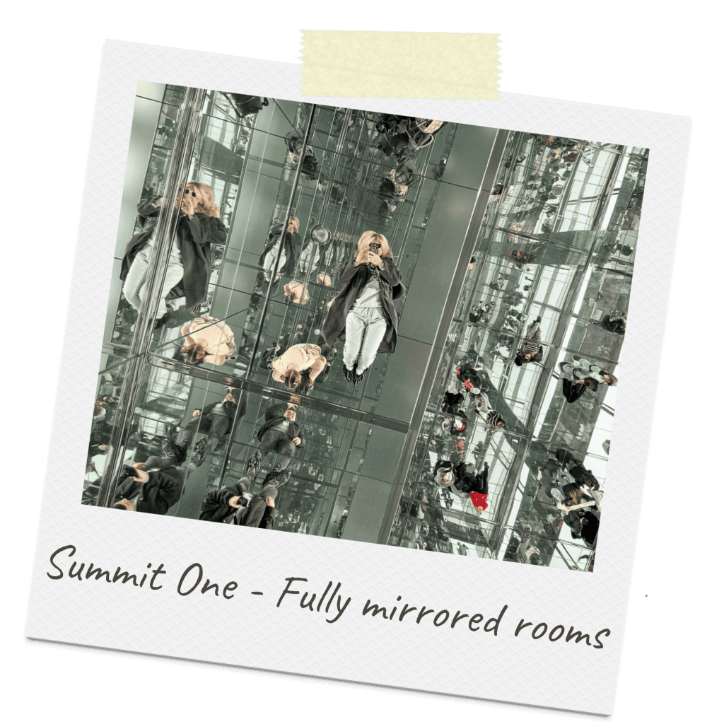 Summit mirror rooms quick comparison on a Polaroid frame