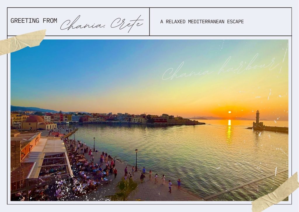 Chania postcard with harbour view
