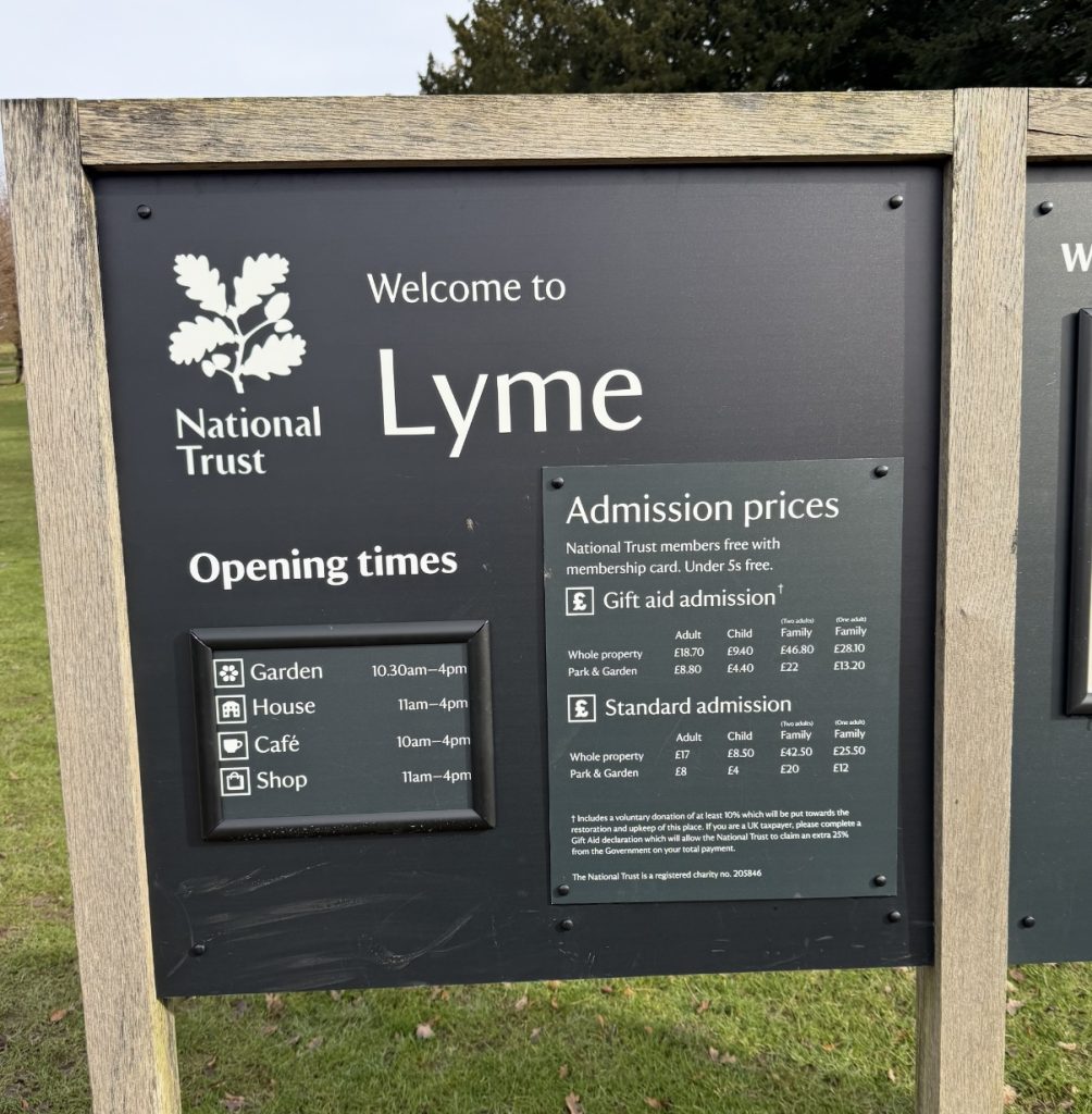 Lyme Park Cheshire price list