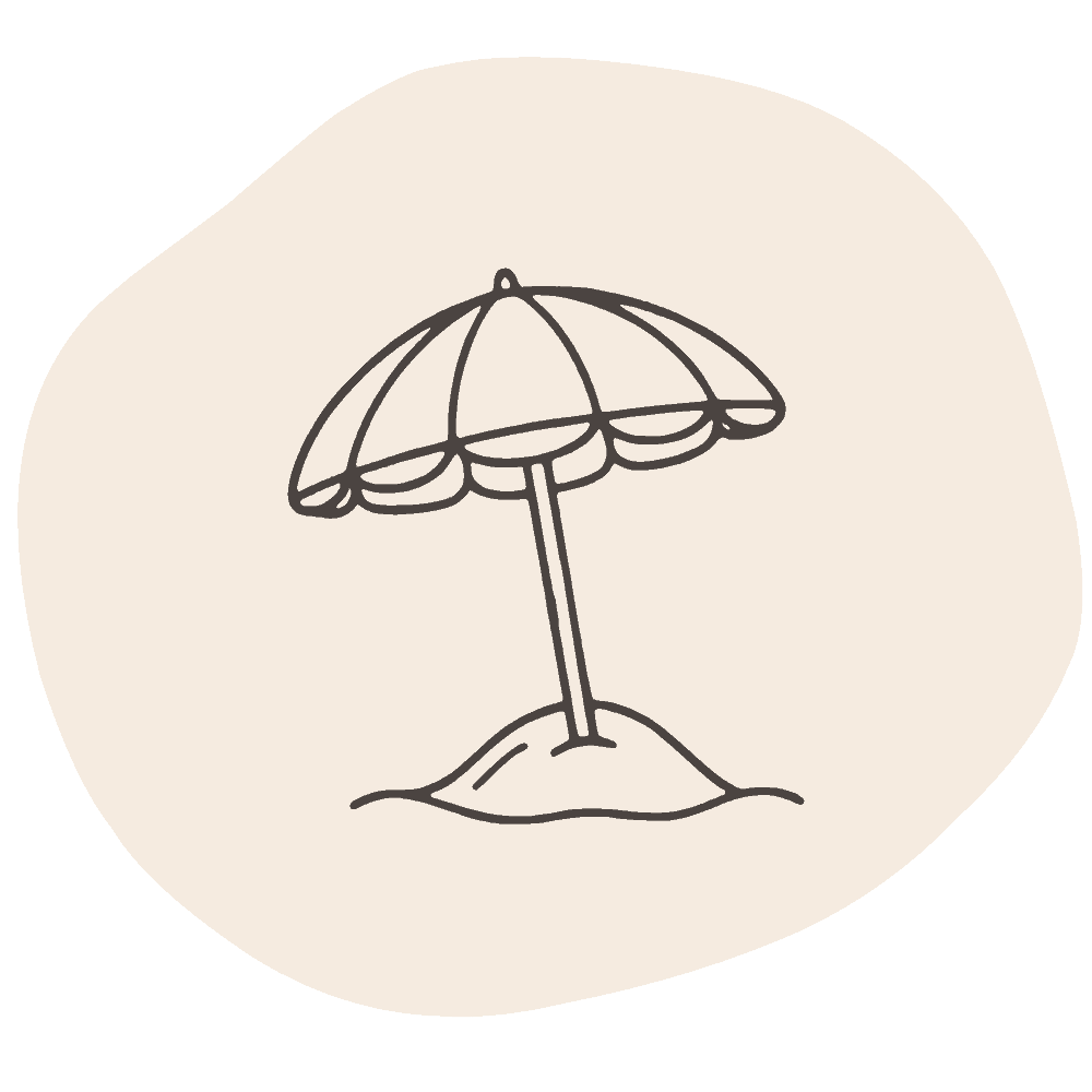 Beach umbrella Beige background icons