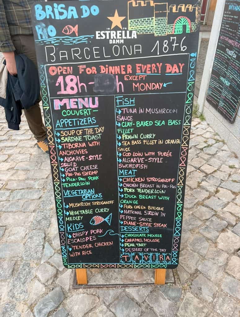 Brisa Do Rio Tavira special menu
