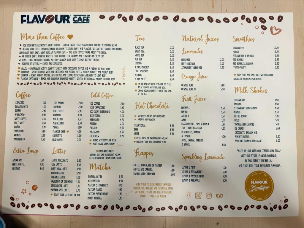 Tavira - Flavour drinks menu