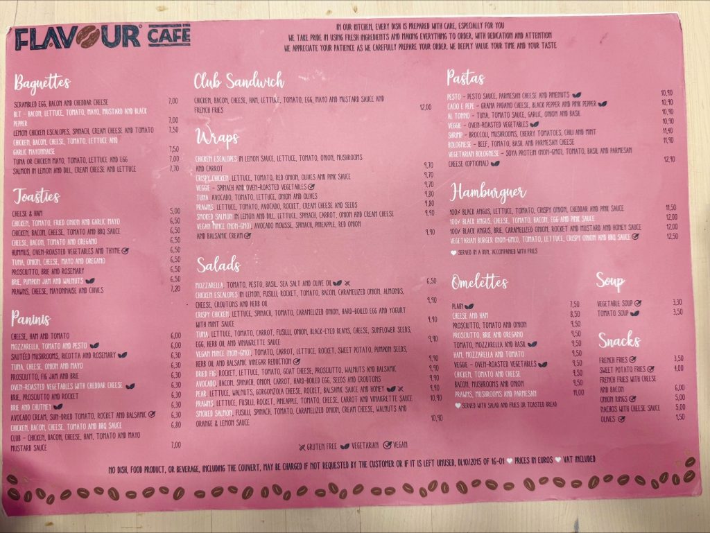 Tavira - Flavour food menu