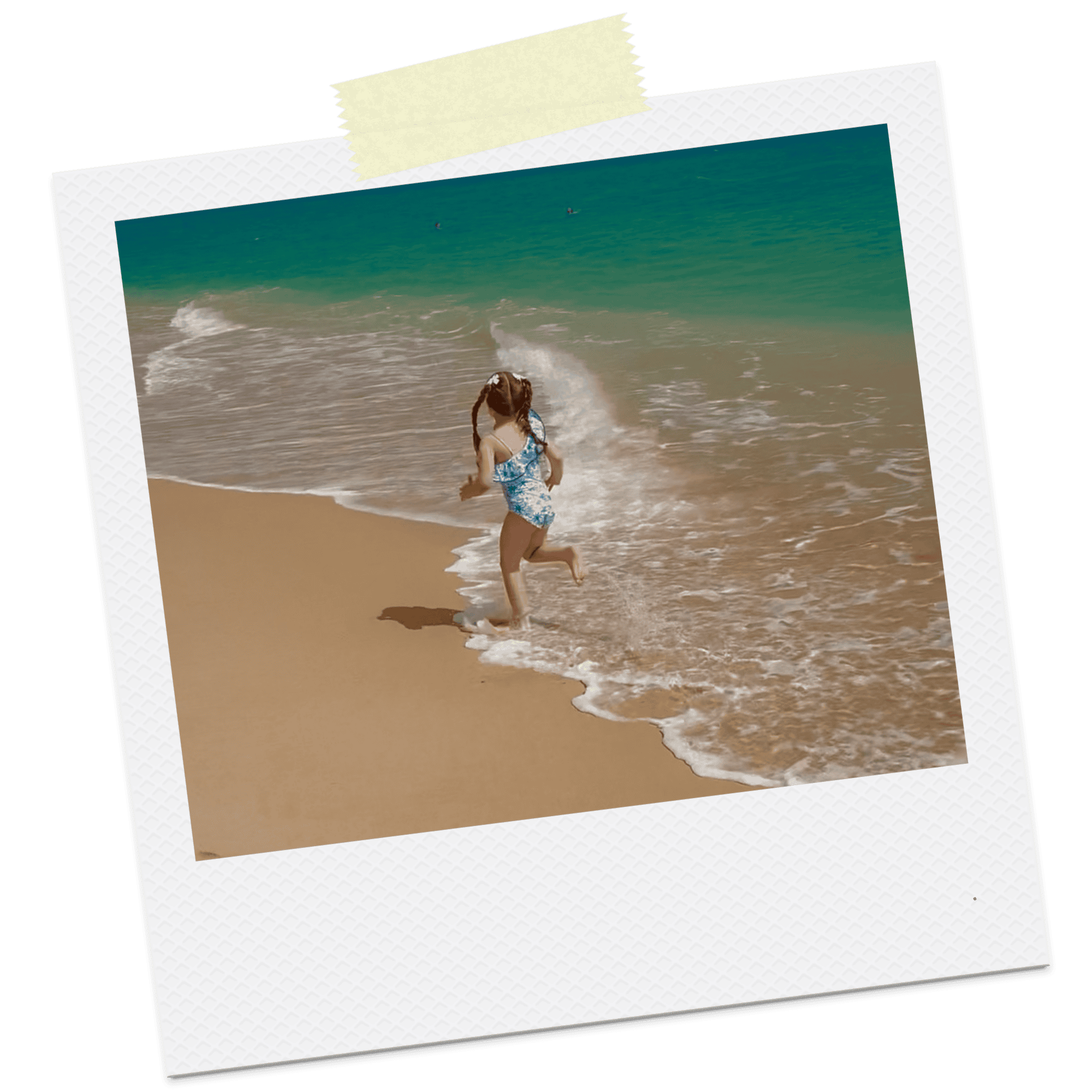 Tavira beach waves on a Polaroid frame (1)