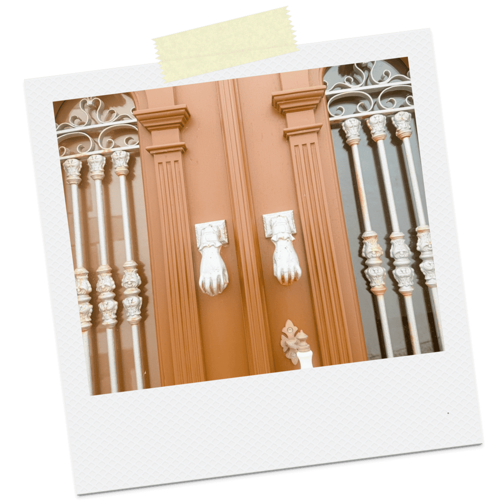 Tavira door knockers on a polarod frame