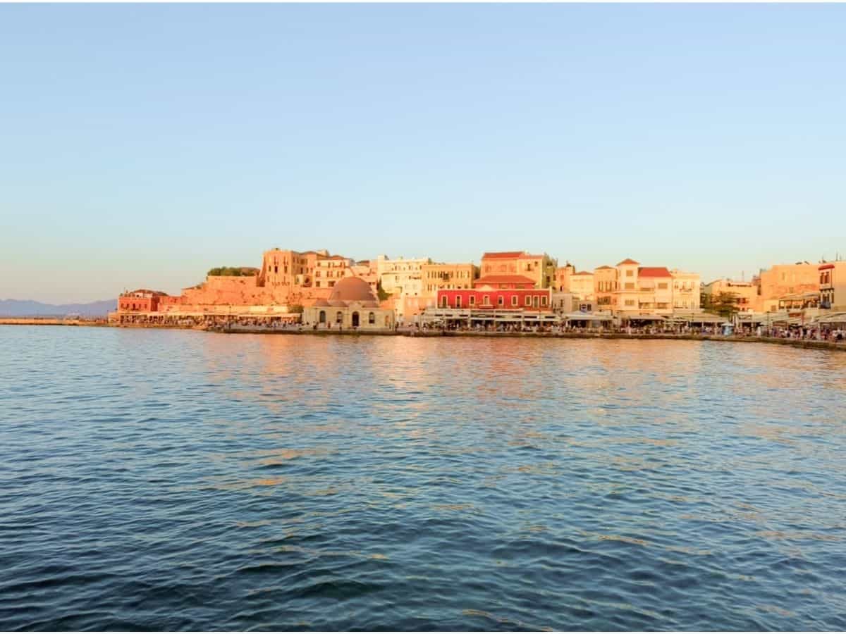 Chania Port view of water and buldings