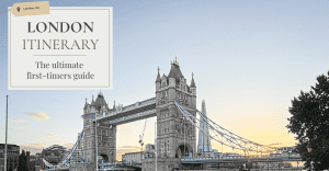 London itinerary hero banner with London Bridge and The Shard