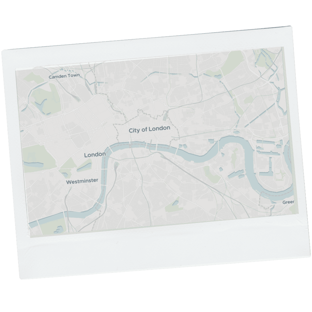 London map on a polaroid frame