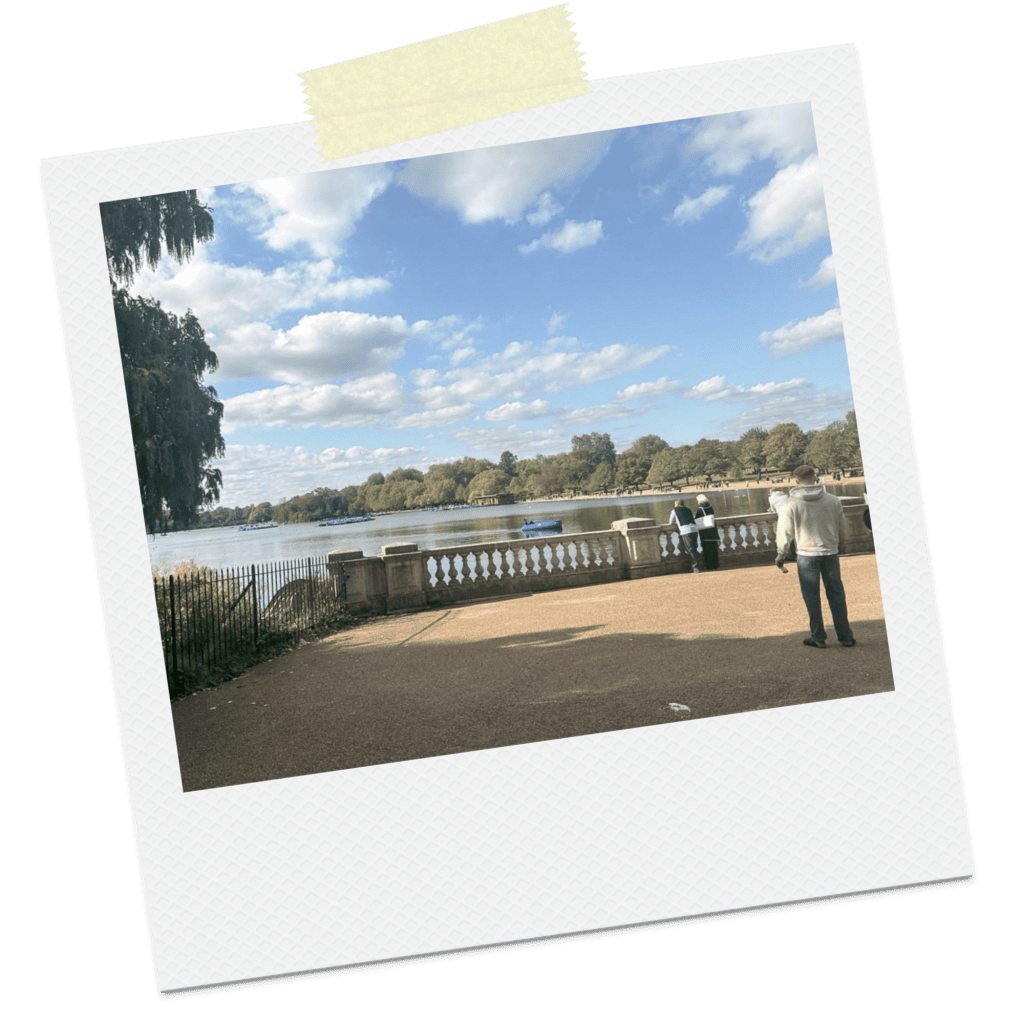 Hyde Park on a polaroid background London