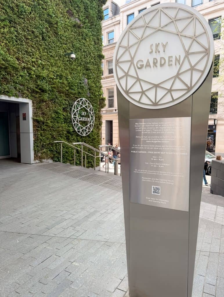 Sky Garden London sign