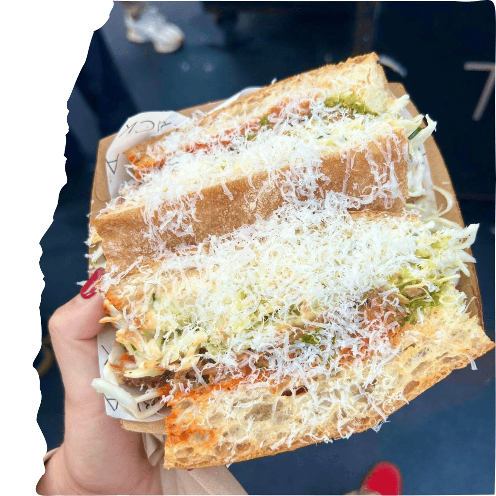 The Black Pig sandwich ripped frame